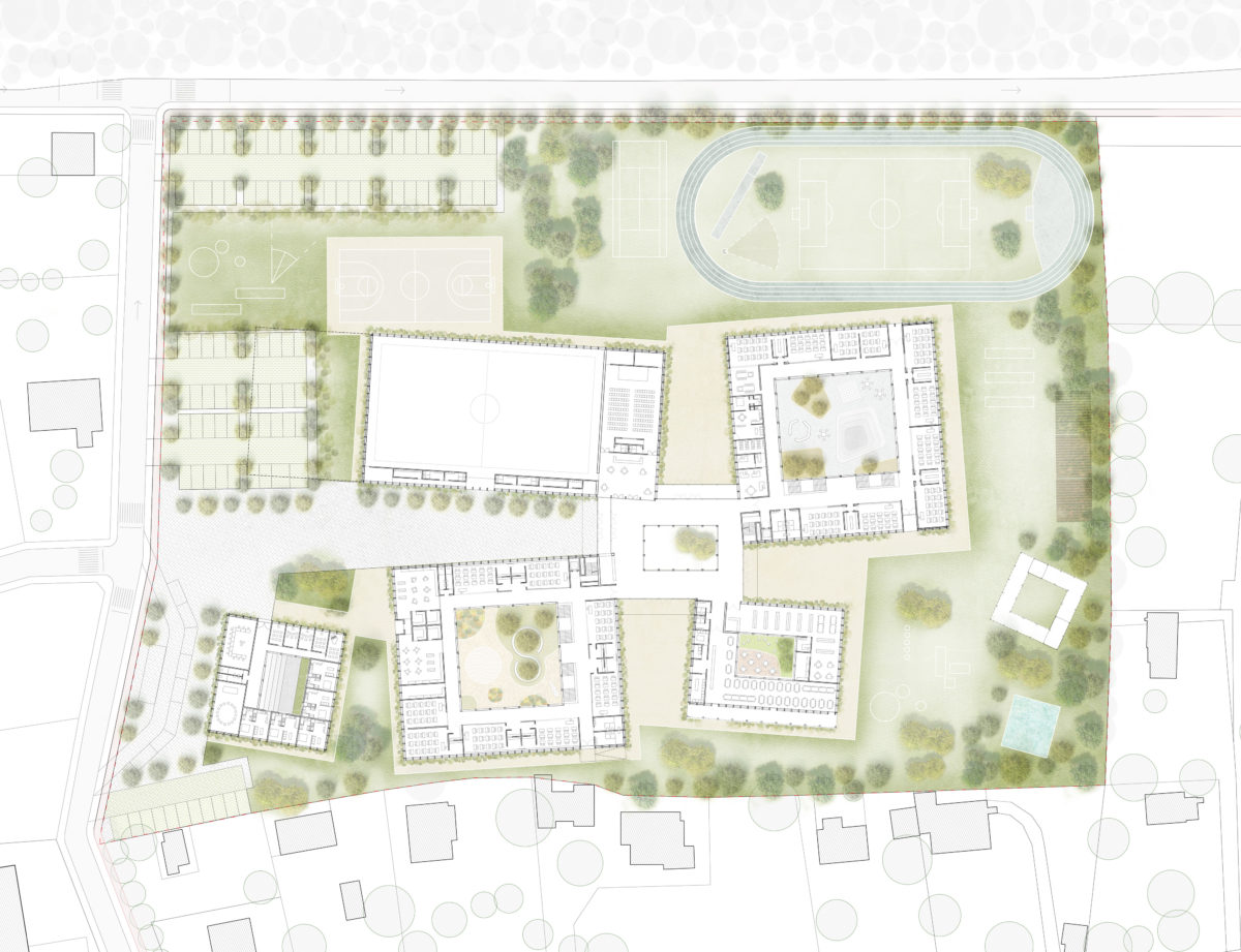 Ground floor plan with sports fields