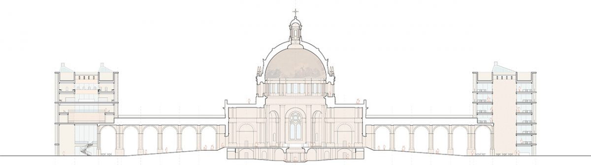 Cross section of the Civic Center in Pamplona