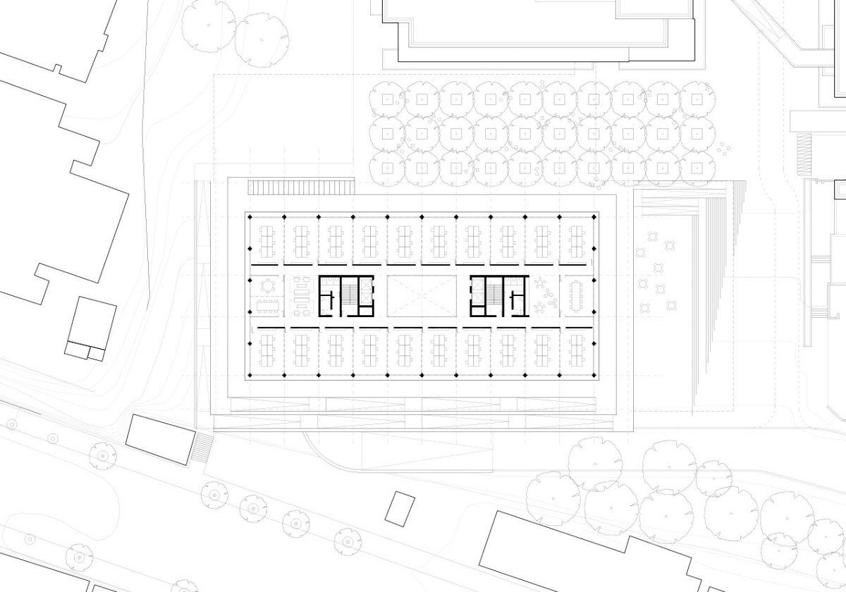 Typical office floor plan of the Biomedical Hub