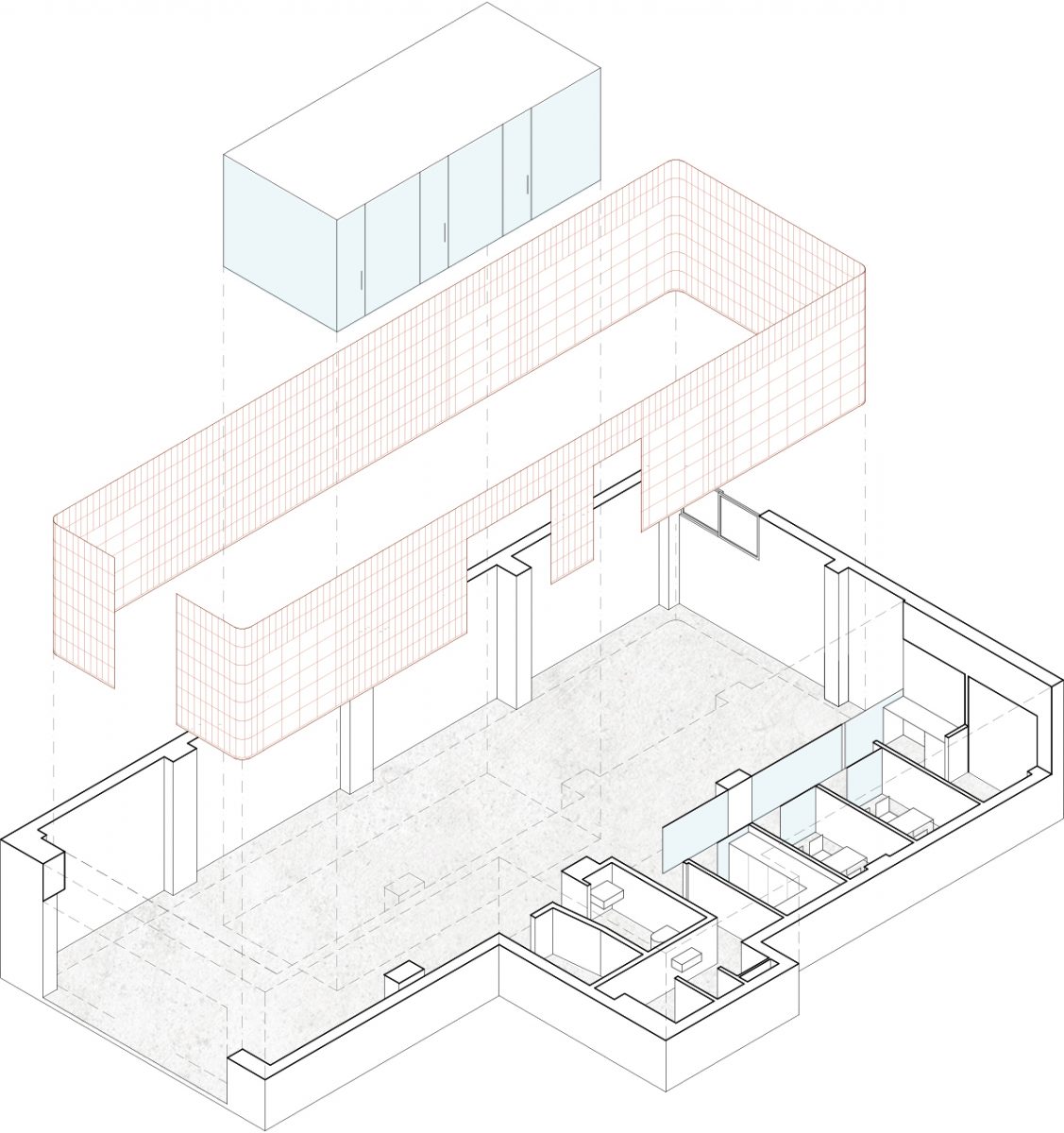 Axonometric view of the clinic