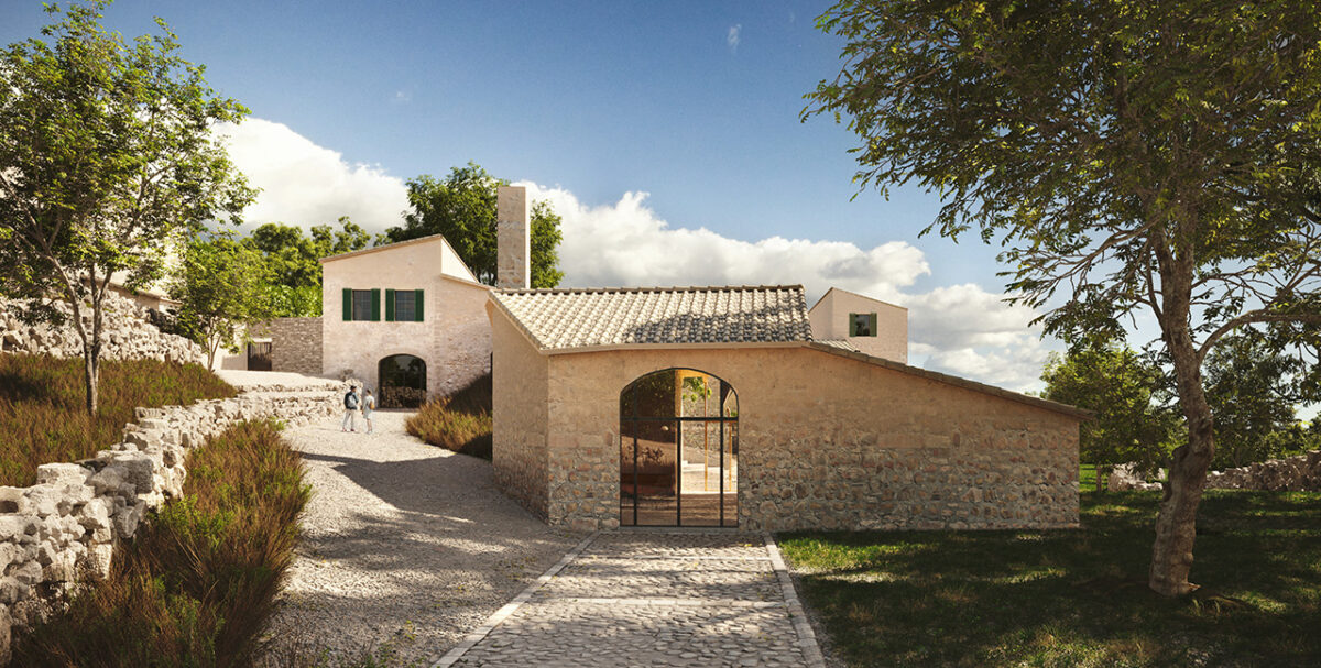Entry to the mountain shelter at the Raixa Estate