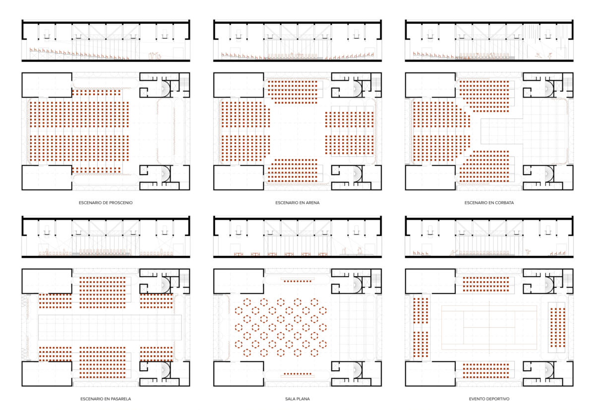 Multipurpose room floor plans of the Torreperogil Theater