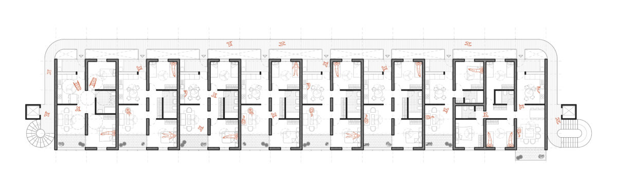 Public Housing in Bilbao elevation typical floor plan